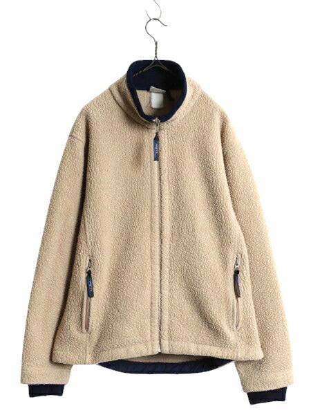 90s エルエルビーン フルジップ パイル フリース ジャケット メンズ M 程/ 90年代 オールド LLBEAN アウトドア ジャンパー ハイネック ボア