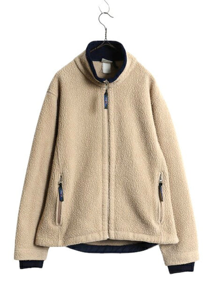 90s エルエルビーン フルジップ パイル フリース ジャケット メンズ M 程/ 90年代 オールド LLBEAN アウトドア ジャンパー ハイネック ボア
