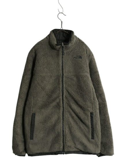 US企画 ノースフェイス リバーシブル ジャケット ボーイズ XL メンズ M 程/ 古着 The North Face ボア パイル フリース 中綿 迷彩 ナイロン
