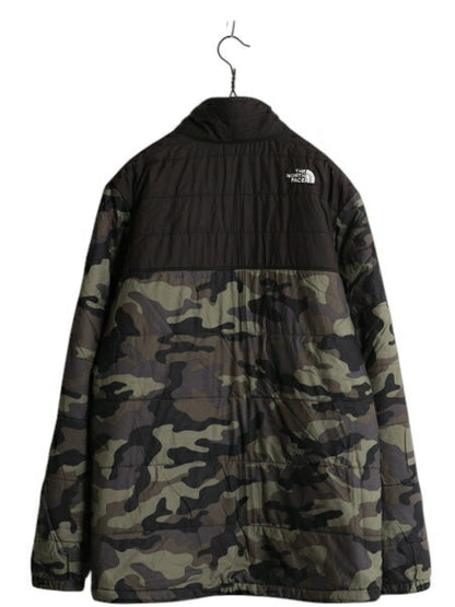 US企画 ノースフェイス リバーシブル ジャケット ボーイズ XL メンズ M 程/ 古着 The North Face ボア パイル フリース 中綿 迷彩 ナイロン