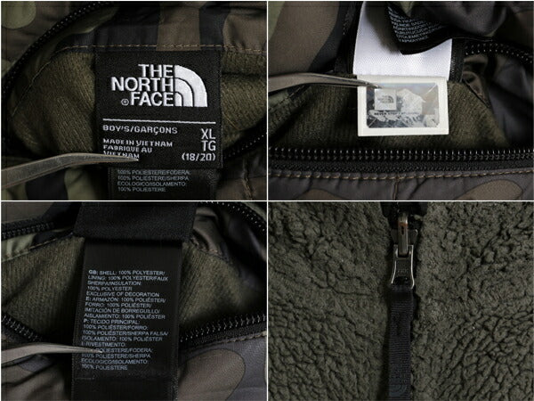 US企画 ノースフェイス リバーシブル ジャケット ボーイズ XL メンズ M 程/ 古着 The North Face ボア パイル フリース 中綿 迷彩 ナイロン