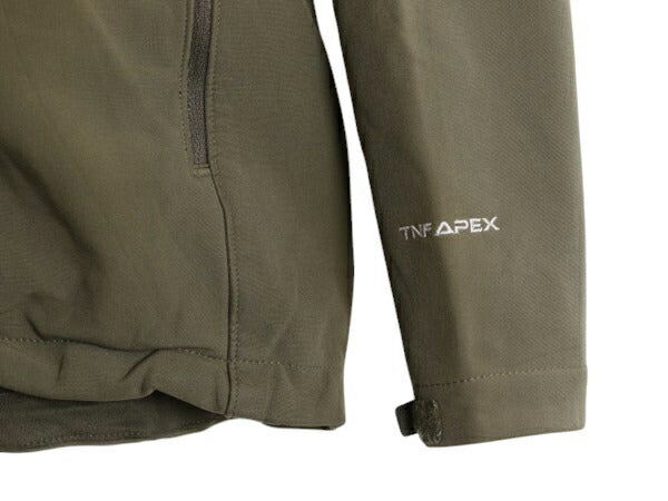 US企画 ノースフェイス APEX ソフトシェル ジャケット メンズ XL 古着 大きいサイズ 裏 フリース アウトドア ジャンパー フルジップ カーキ