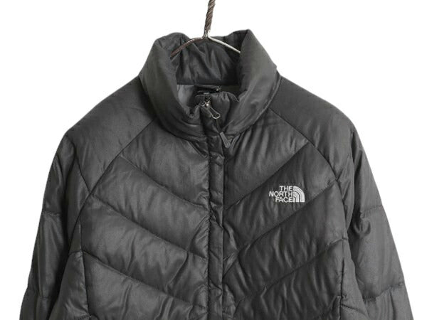 US企画 ノースフェイス ナイロン ダウン ジャケット レディース M / The North Face ジャンパー 550 フィル ハイネック キルティング 濃灰