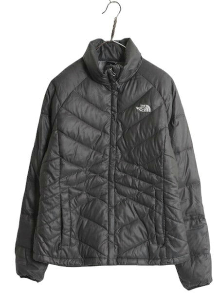 US企画 ノースフェイス ナイロン ダウン ジャケット レディース M / The North Face ジャンパー 550 フィル ハイネック キルティング 濃灰