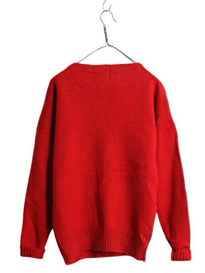 80s OLD GAP ボートネック ウール ニット セーター メンズ レディース M / ヴィンテージ ギャップ 無地 ミドルゲージ 旧タグ リブ編み 赤