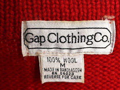 80s OLD GAP ボートネック ウール ニット セーター メンズ レディース M / ヴィンテージ ギャップ 無地 ミドルゲージ 旧タグ リブ編み 赤