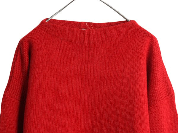 80s OLD GAP ボートネック ウール ニット セーター メンズ レディース M / ヴィンテージ ギャップ 無地 ミドルゲージ 旧タグ リブ編み 赤