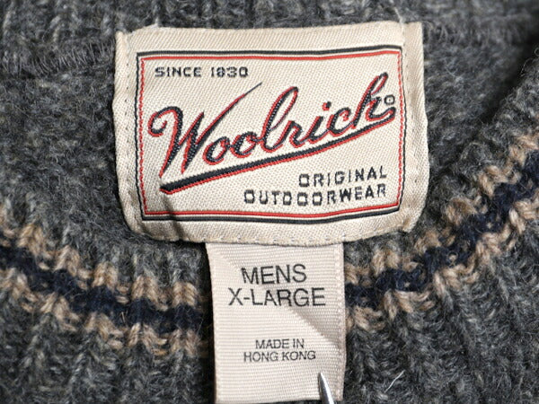 90s ウールリッチ ウール ニット セーター メンズ XL / 古着 90年代 オールド Woolrich 旧タグ ミドルゲージ クルーネック 大きいサイズ 灰