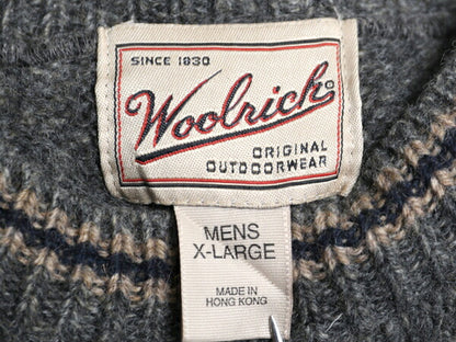 90s ウールリッチ ウール ニット セーター メンズ XL / 古着 90年代 オールド Woolrich 旧タグ ミドルゲージ クルーネック 大きいサイズ 灰