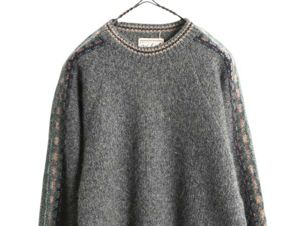 90s ウールリッチ ウール ニット セーター メンズ XL / 古着 90年代 オールド Woolrich 旧タグ ミドルゲージ クルーネック 大きいサイズ 灰