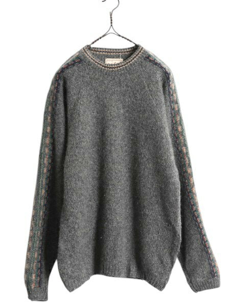 90s ウールリッチ ウール ニット セーター メンズ XL / 古着 90年代 オールド Woolrich 旧タグ ミドルゲージ クルーネック 大きいサイズ 灰