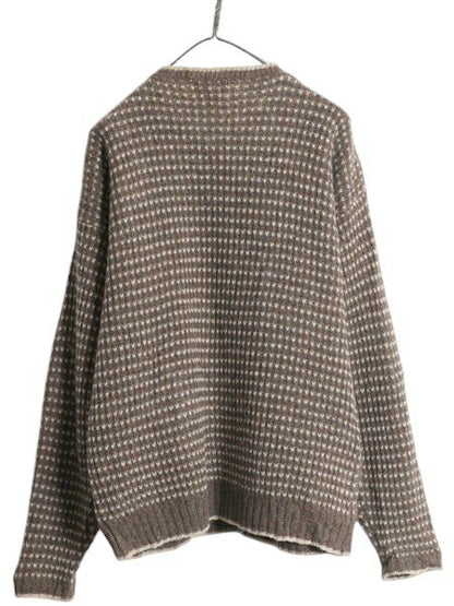 90s ウールリッチ バーズアイ ウール ニット カーディガン レディース L 90年代 オールド Woolrich アウトドア セーター 前開き 総柄 丸首