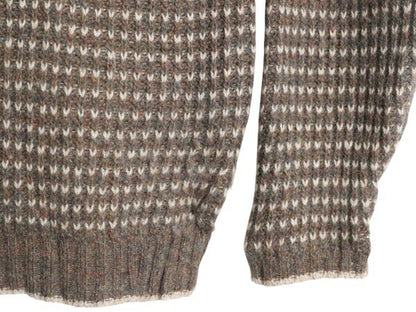 90s ウールリッチ バーズアイ ウール ニット カーディガン レディース L 90年代 オールド Woolrich アウトドア セーター 前開き 総柄 丸首