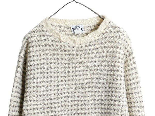70s USA製 ウールリッチ バーズアイ ニット セーター メンズ レディース L 70年代 ヴィンテージ Woolrich 白タグ ウール ノルディック 総柄