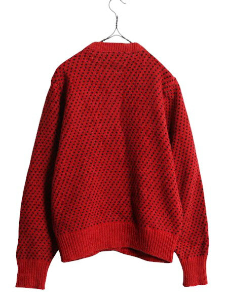 90s USA製 ランズエンド バーズアイ ニット カーディガン レディース M オールド LANDS END セーター ウール ノルディック ツートン 重ね着