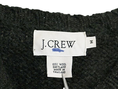00s J CREW ボーダー シェットランド ウール ニット セーター メンズ M / 00年代 オールド ジェイクルー クルーネック ミドルゲージ カーキ