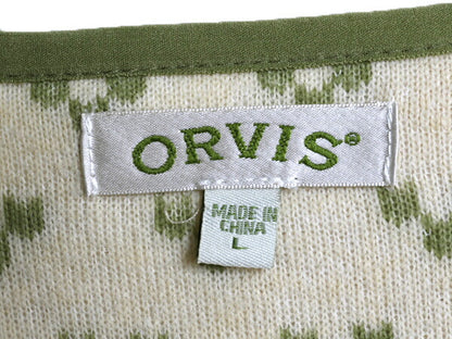 00s オービス ノルディック フリース ジャケット レディース L 00年代 オールド ORVIS ボア パイル カーディガン バーズアイ 総柄 ブルゾン