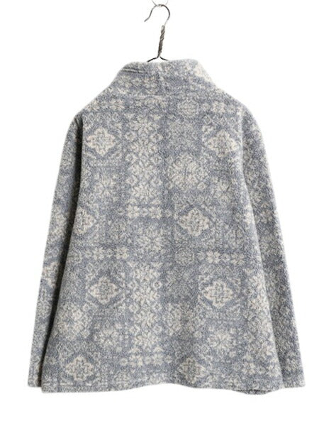 90s USA製 OLD GAP ハイネック 総柄 パイル フリース ジャケット メンズ レディース L / 古着 90年代 オールド ギャップ プルオーバー ボア