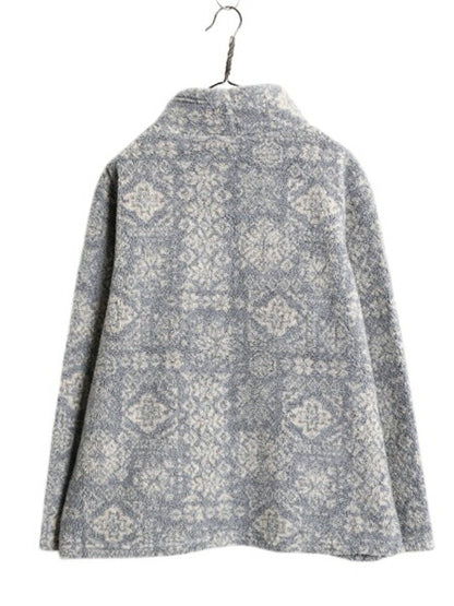 90s USA製 OLD GAP ハイネック 総柄 パイル フリース ジャケット メンズ レディース L / 古着 90年代 オールド ギャップ プルオーバー ボア