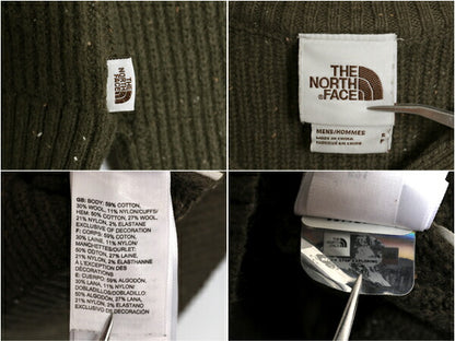 ノースフェイス ハイネック コマンド ニット セーター メンズ S 古着 The North Face アウトドア リブ編み コットン ウール ネップ カーキ
