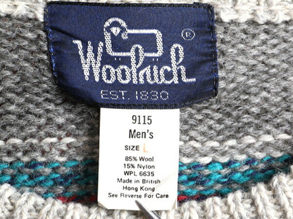 80s ウールリッチ ノルディック ウール ニット セーター メンズ L / 古着 80年代 ヴィンテージ Woolrich 紺タグ バーズアイ フェアアイル