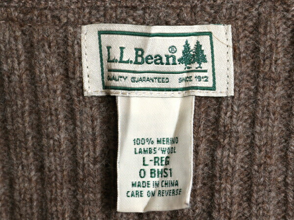 エルエルビーン ヘンリーネック コマンド ニット セーター メンズ L アウトドア LLビーン リブ編み メリノ ラム ウール LLBEAN グレージュ