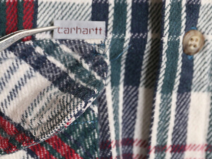 80s カーハート チェック ヘビー フランネル シャツ メンズ L 程/ 80年代 ヴィンテージ Carhartt ワーク コットン ネルシャツ ポケット付き