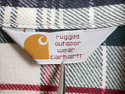 80s カーハート チェック ヘビー フランネル シャツ メンズ L 程/ 80年代 ヴィンテージ Carhartt ワーク コットン ネルシャツ ポケット付き