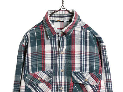 80s カーハート チェック ヘビー フランネル シャツ メンズ L 程/ 80年代 ヴィンテージ Carhartt ワーク コットン ネルシャツ ポケット付き