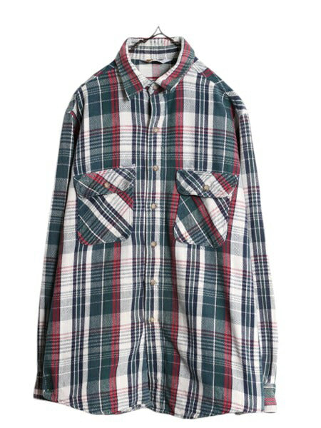 80s カーハート チェック ヘビー フランネル シャツ メンズ L 程/ 80年代 ヴィンテージ Carhartt ワーク コットン ネルシャツ ポケット付き