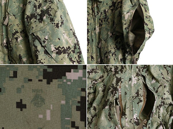 17年製 米軍実物 US NAVY デジタル ウッドランドカモ AOR2 迷彩 ゴアテックス ジャケット MEDIUM LONG / ミリタリー パーカー ブルゾン NWU