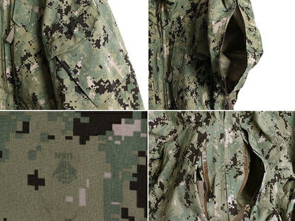 17年製 米軍実物 US NAVY デジタル ウッドランドカモ AOR2 迷彩 ゴアテックス ジャケット MEDIUM LONG / ミリタリー パーカー ブルゾン NWU