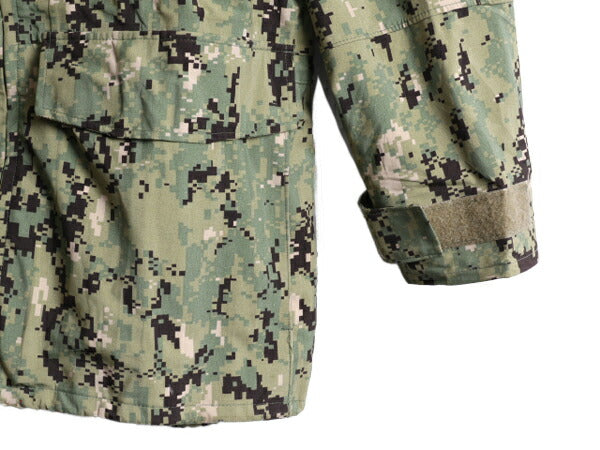 17年製 米軍実物 US NAVY デジタル ウッドランドカモ AOR2 迷彩 ゴアテックス ジャケット MEDIUM LONG / ミリタリー パーカー ブルゾン NWU