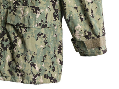 17年製 米軍実物 US NAVY デジタル ウッドランドカモ AOR2 迷彩 ゴアテックス ジャケット MEDIUM LONG / ミリタリー パーカー ブルゾン NWU