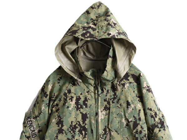 17年製 米軍実物 US NAVY デジタル ウッドランドカモ AOR2 迷彩 ゴアテックス ジャケット MEDIUM LONG / ミリタリー パーカー ブルゾン NWU