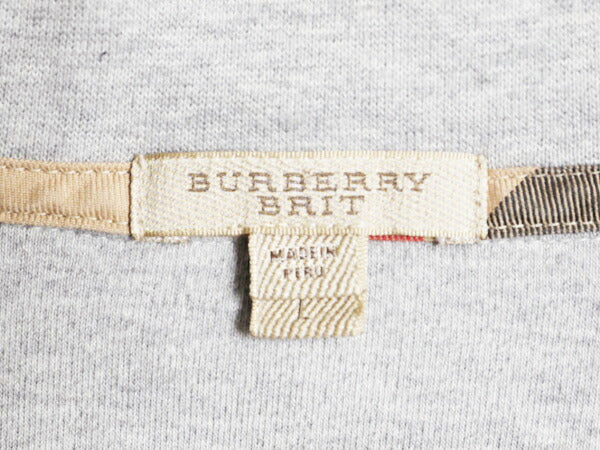 バーバリー ブリット ハーフジップ スウェット メンズ L / Burberry BRIT ハイネック トレーナー コットン ワンポイント ノバチェック 灰