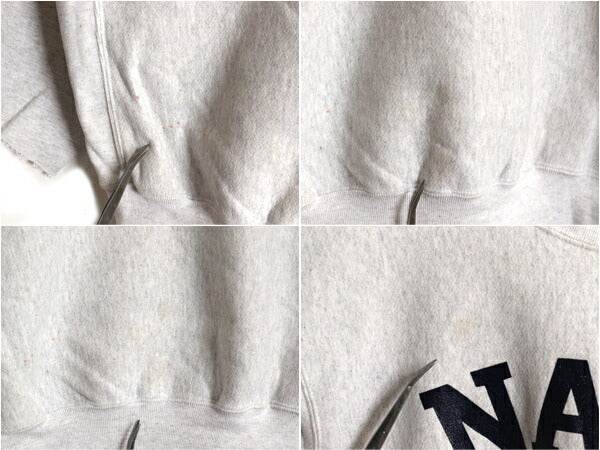 90s USA製 US NAVY プリント スウェット メンズ XS / 古着 90年代 オールド リバース タイプ ヘビーウェイト トレーナー 裏起毛 カットオフ