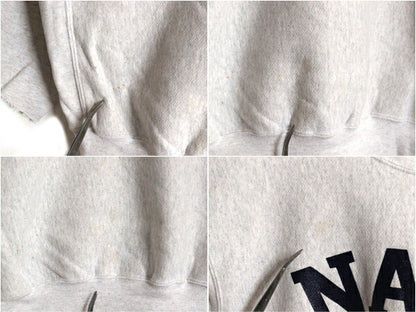 90s USA製 US NAVY プリント スウェット メンズ XS / 古着 90年代 オールド リバース タイプ ヘビーウェイト トレーナー 裏起毛 カットオフ