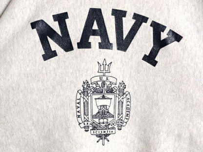 90s USA製 US NAVY プリント スウェット メンズ XS / 古着 90年代 オールド リバース タイプ ヘビーウェイト トレーナー 裏起毛 カットオフ