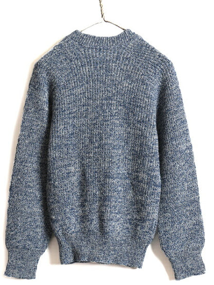 70s USA製 ビンテージ ■ John Weitz 長袖 アクリル 二ット セーター レディース M メンズ S 程/ 古着 70年代 チャンキー 長袖ニット 青 白