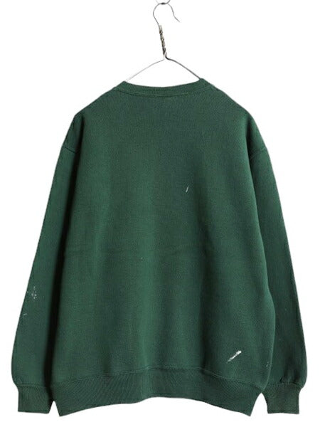 90s USA製 ラッセル プリント スウェット メンズ レディース XL / オールド RUSSELL トレーナー 前V 裏起毛 スエット ワンポイント 企業物