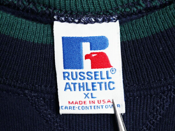 90s USA製 ラッセル 無地 スウェット メンズ レディース XL / 古着 90年代 オールド RUSSELL トレーナー 大きいサイズ 前V 裏起毛 ツートン