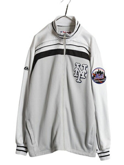 MLB オフィシャル Majestic メッツ トラック ジャケット メンズ XL / スタジャン 裏 フリース スタジアム ジャンパー フルジップ ジャージ