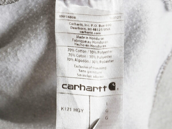 カーハート スウェット フード パーカー メンズ L / CARHARTT トレーナー スエット ミドルウェイト プルオーバー 裏起毛 ワンポイント 企業