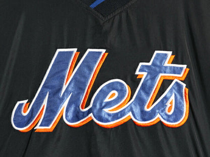 MLB オフィシャル プロプレイヤー メッツ プルオーバー ナイロン ジャケット メンズ M / ウインドブレーカー ジャンパー ウォームアップ 黒