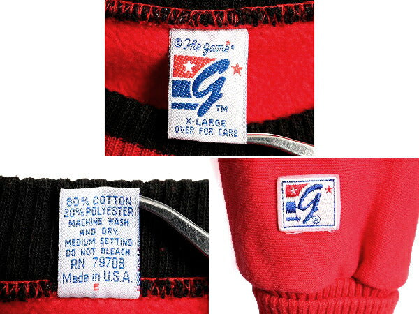 90s USA製 大きいサイズ XL ■ NHL シカゴ ブラックホークス リブライン スウェット トレーナー ( メンズ ) 古着 90年代 ヘビーウェイト 赤