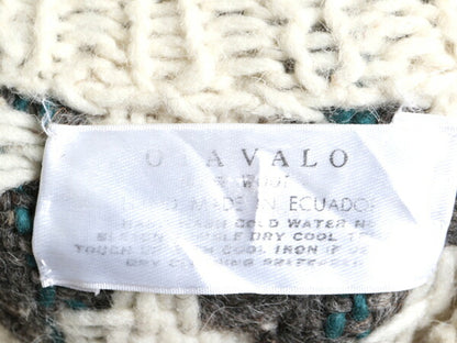 手編み エクアドル製 OTAVALO 総柄 ウール ハンドニット セーター メンズ L レディース XL / ハンドメイド ヘビーウェイト 厚手 ローゲージ