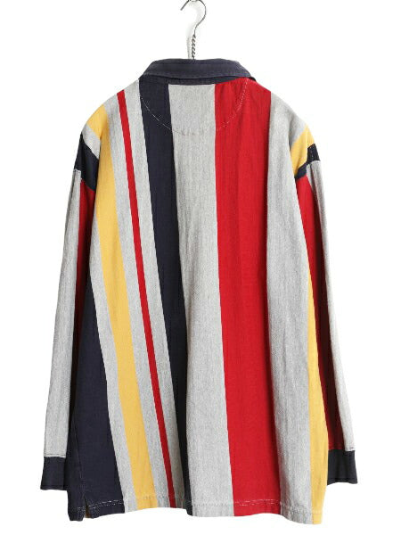 80s チャップス ラルフローレン ストライプ 長袖 ポロシャツ メンズ M / ヴィンテージ ポロ ラガーシャツ タイプ 長袖シャツ ワンポイント