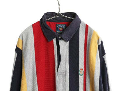 80s チャップス ラルフローレン ストライプ 長袖 ポロシャツ メンズ M / ヴィンテージ ポロ ラガーシャツ タイプ 長袖シャツ ワンポイント