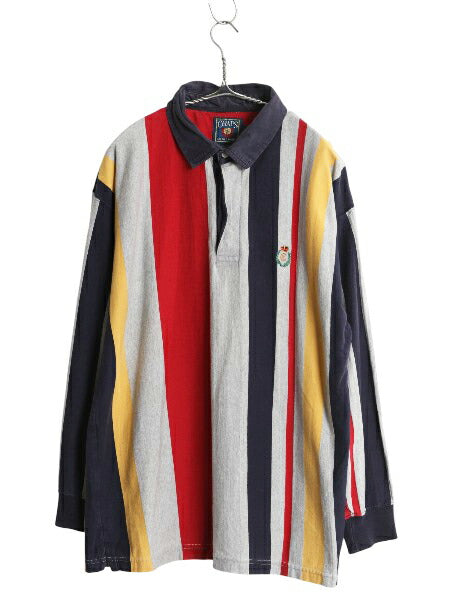 80s チャップス ラルフローレン ストライプ 長袖 ポロシャツ メンズ M / ヴィンテージ ポロ ラガーシャツ タイプ 長袖シャツ ワンポイント